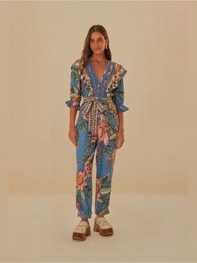 FARM Rio Wonderful Bouquet Blue Jumpsuit